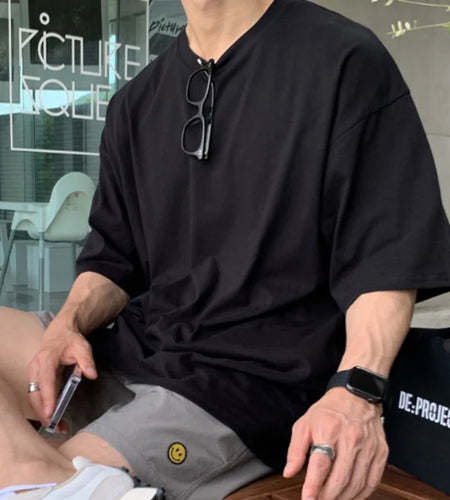 Men's T-shirt Half Sleeved Round Neck Casual Loose Solid Color Tees New Korean Fanshion Tide Male T-shirts Summer 9W1357