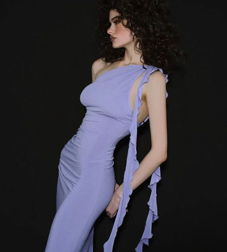 Elegant Sleeveless Tight Women's Long Dress New 2024 Summer One Shoulder Sexy Tight Back Holiday Party Evening Dress