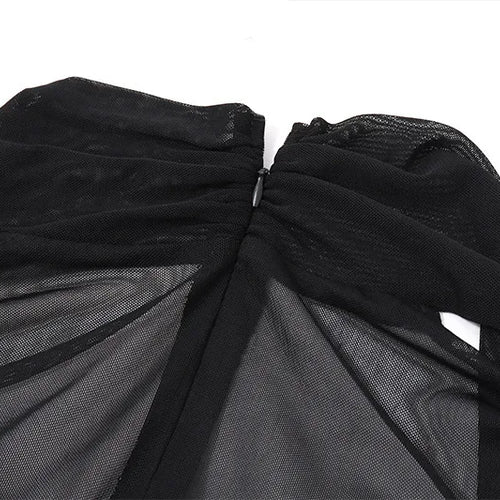 Load image into Gallery viewer, Mesh Strapless Long Sleeve Sexy Mini Dress For Women Off-shoulder Halter Chest Wrap Bodycon Club Party Dress Elegant
