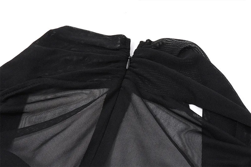 Mesh Strapless Long Sleeve Sexy Mini Dress For Women Off-shoulder Halter Chest Wrap Bodycon Club Party Dress Elegant