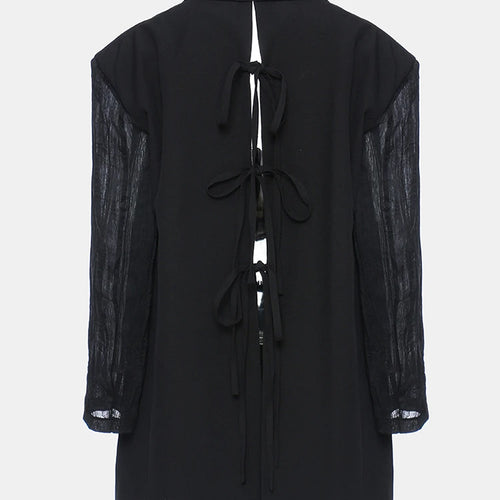 Load image into Gallery viewer, Women Black Pleated Back Bandage Big Size Blazer New Lapel Long Sleeve Loose Fit  Jacket Fashion Spring Autumn 2025 1Y053
