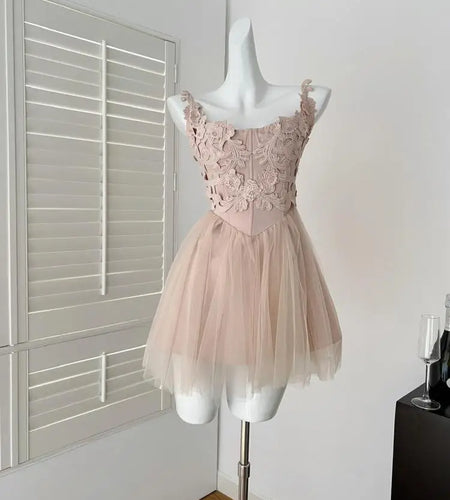 Summer French Vintage Khaki Patchwork Mesh Elegant Slim Party Mini Dress Women White High Waist Sleeveless Slip Short Dress Chic