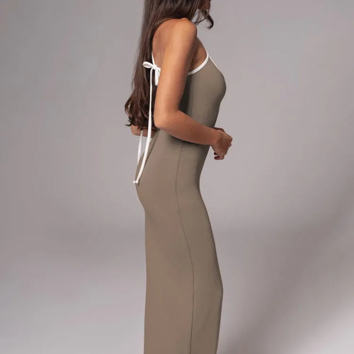 Load image into Gallery viewer, Elegant Spaghetti Strap High Elastic Tight Long Dress Women Sexy V-neck Backless Bodycon Autumn 2024 Party Evening Dress
