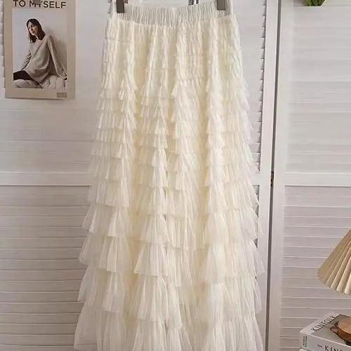 Load image into Gallery viewer, Women Vintage Fashion 2025 New Solid Mesh High Waist Vacation Long Skirt Spring Summer Elegant Party Cake Skirt Streetwear trend
