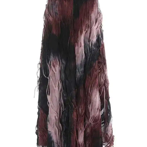 Load image into Gallery viewer, High Elastic Waist Orange Tie Dye Irregular A-line Half-body Skirt Women Fashion Tide New Spring Autumn 2025 1DH5392
