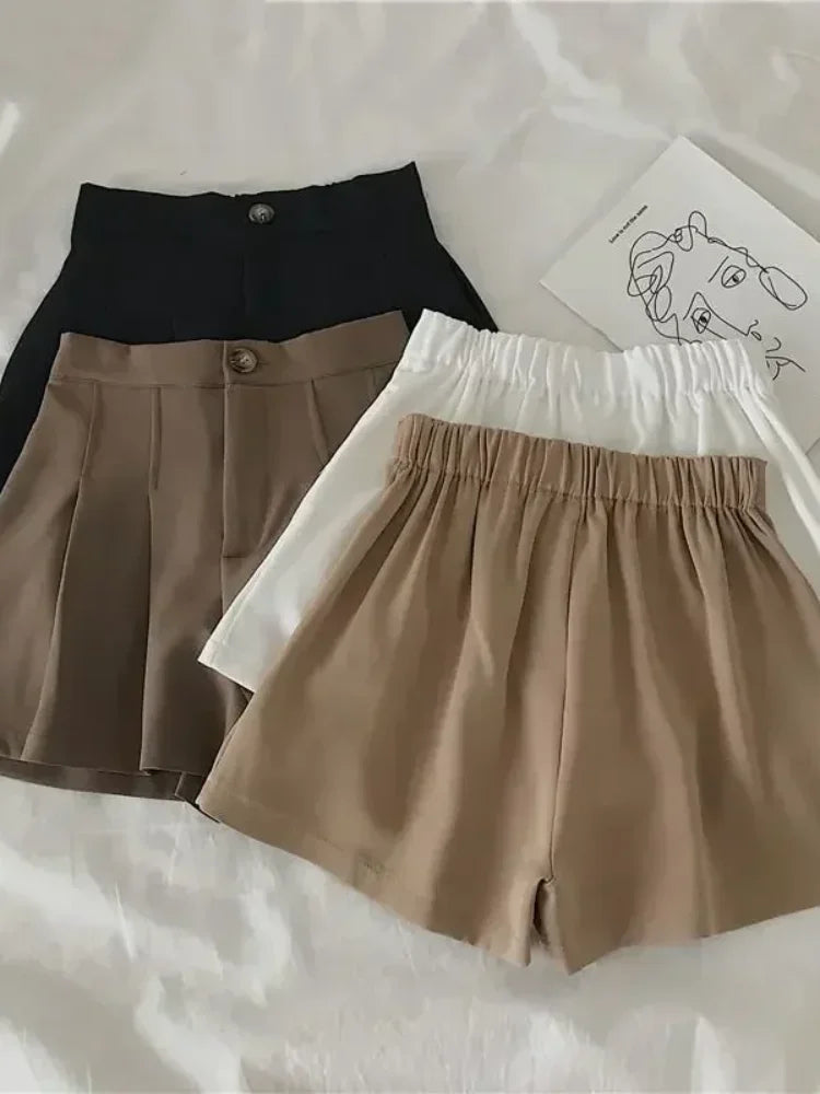 Summer Oversized Pleated Shorts High Waisted A-line Wide Leg Pants Casual Pants Drop Shipping