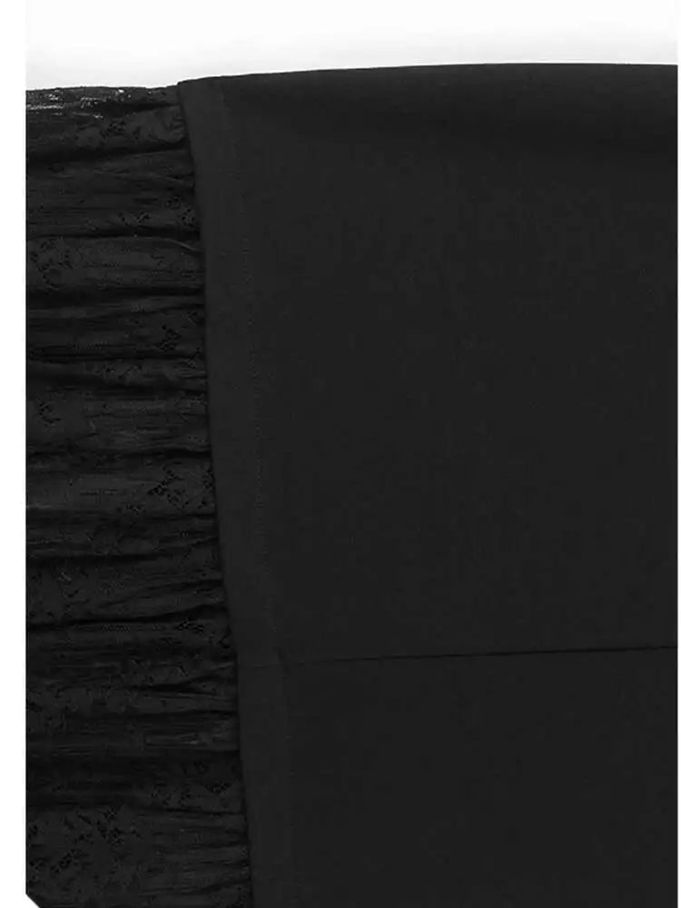 Women Black Three-dimensional Flower Lace Big Size Dress New Turtleneck Short Sleeve Fashion Spring Autumn 2025 1DH8218