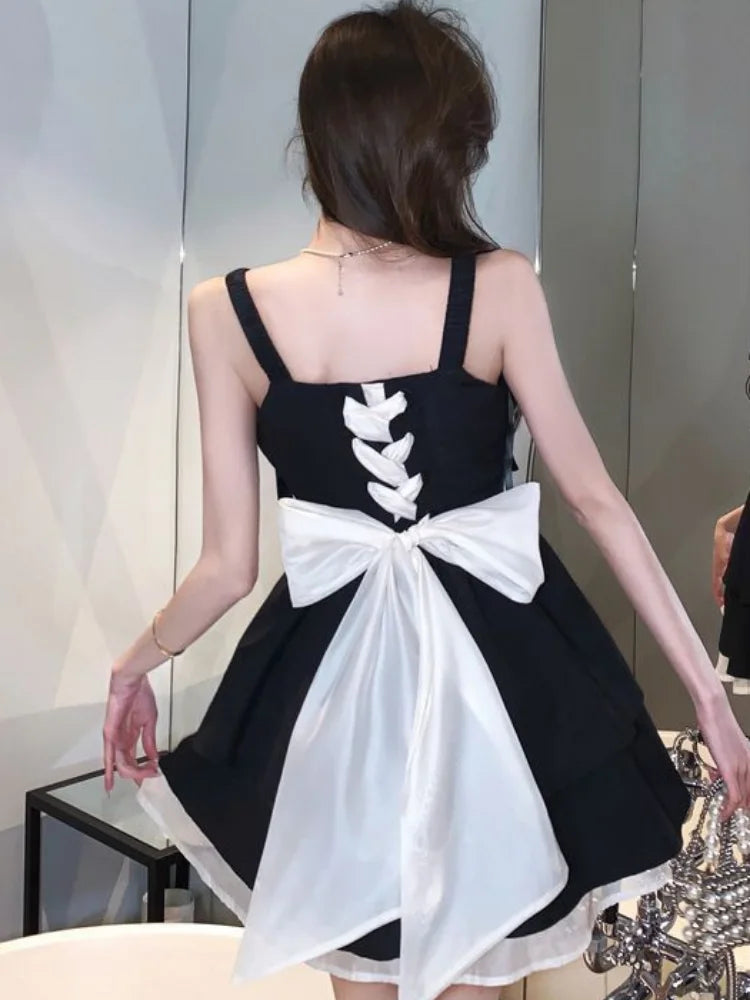 Gothic Harajuku Goth Bandage Dress Black Lolita Kawaii Cute Slip Spaghetti Strap Party Mini Short Dresses Summer