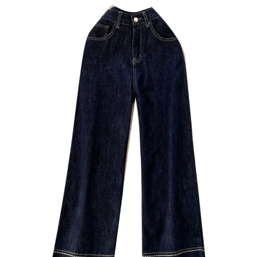 Load image into Gallery viewer, Spring Korean Vintage Blue High Waist Straight Denim Pant Women Wide Leg Jeans Fashion Casual Popular Streetwear Trousers Trendy
