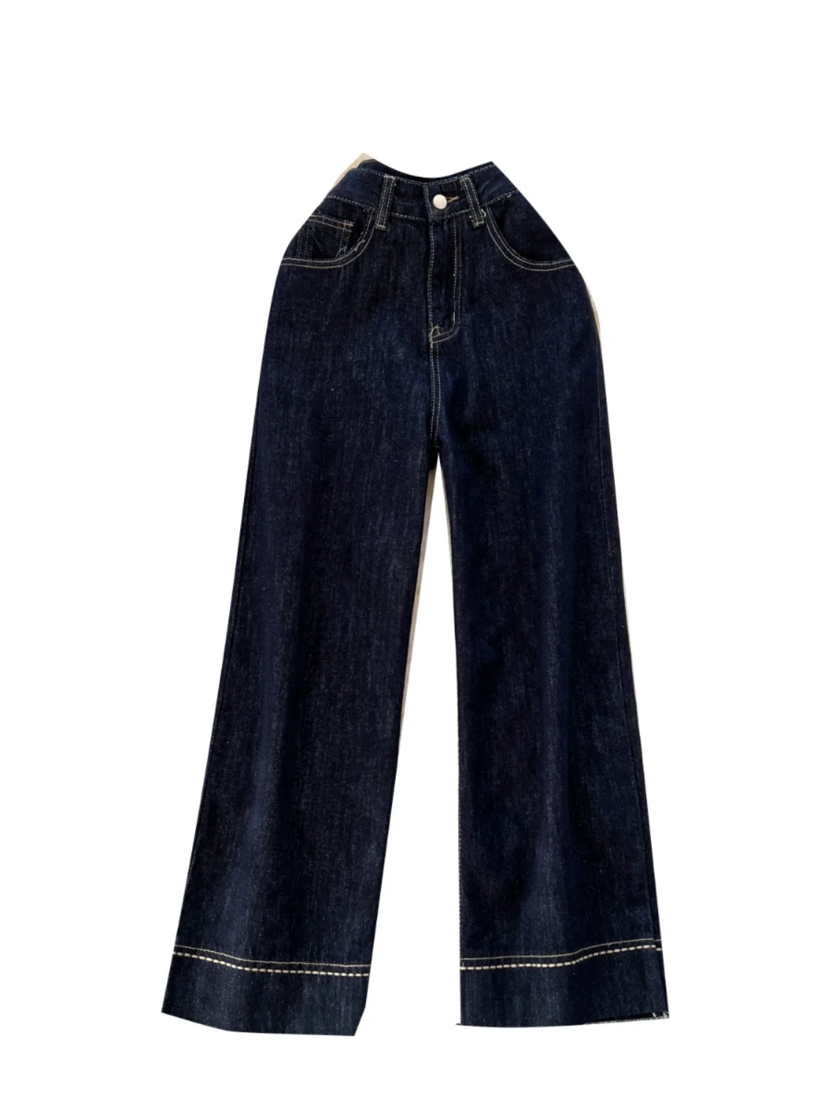Spring Korean Vintage Blue High Waist Straight Denim Pant Women Wide Leg Jeans Fashion Casual Popular Streetwear Trousers Trendy