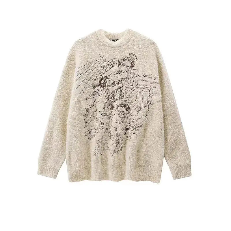 Y2k Aesthetic Vintage Baby Angel Streetwear Sweaters New Loose Knitted Pullover Harajuku Grunge Kawaii Casual Cute Pull Jumpers