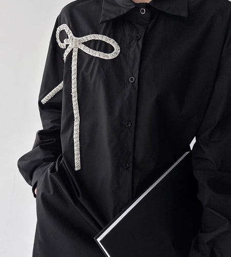 Solid Spliced Diamonds Loose Blouses For Women Lapel Long Sleeve Loose Casual Temperament Shirt Female Fashion New