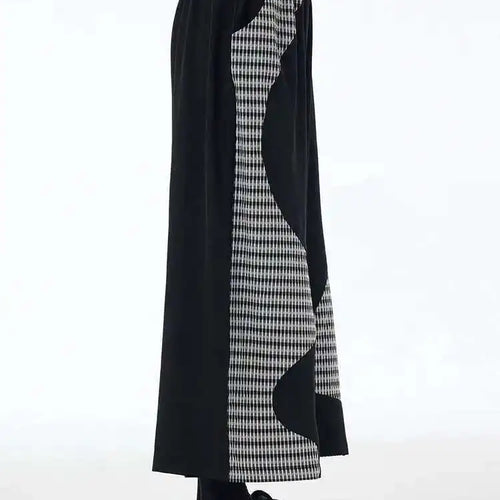Load image into Gallery viewer, High Elastic Waist Black Plaid Color-block Long Wide Leg Pants New Trousers Women Fashion Tide Spring Autumn 2025 1DH6076
