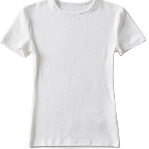 Load image into Gallery viewer, Casual Summer Woman Skinny Fit T-shirt Tight Short-Sleeve O-neck Tee Basic Solid Crop Tops T Shirt
