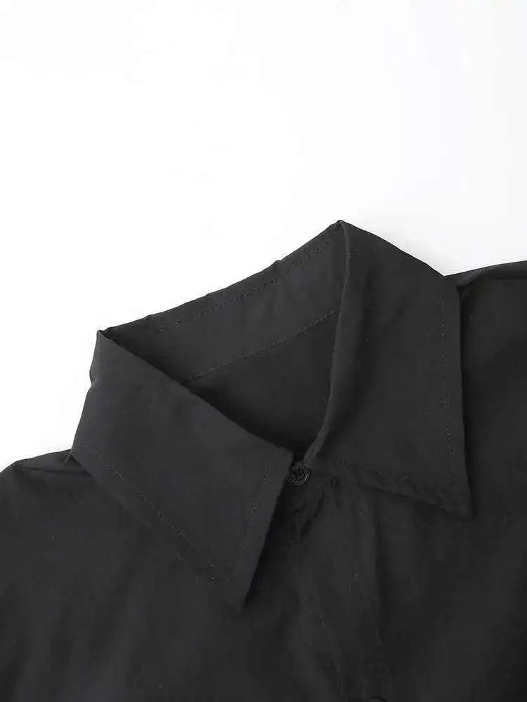 Women Black Back Sequins Big Size Casual Blouse New Lapel Long Sleeve Shirt Fashion Tide Spring Autumn 2025 CPG1444