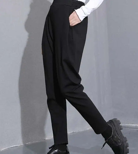 High Elastic Waist Black Casrual Long Harem Trousers New Loose Fit Pants Women Fashion Tide Spring Autumn 2025 1DC41901