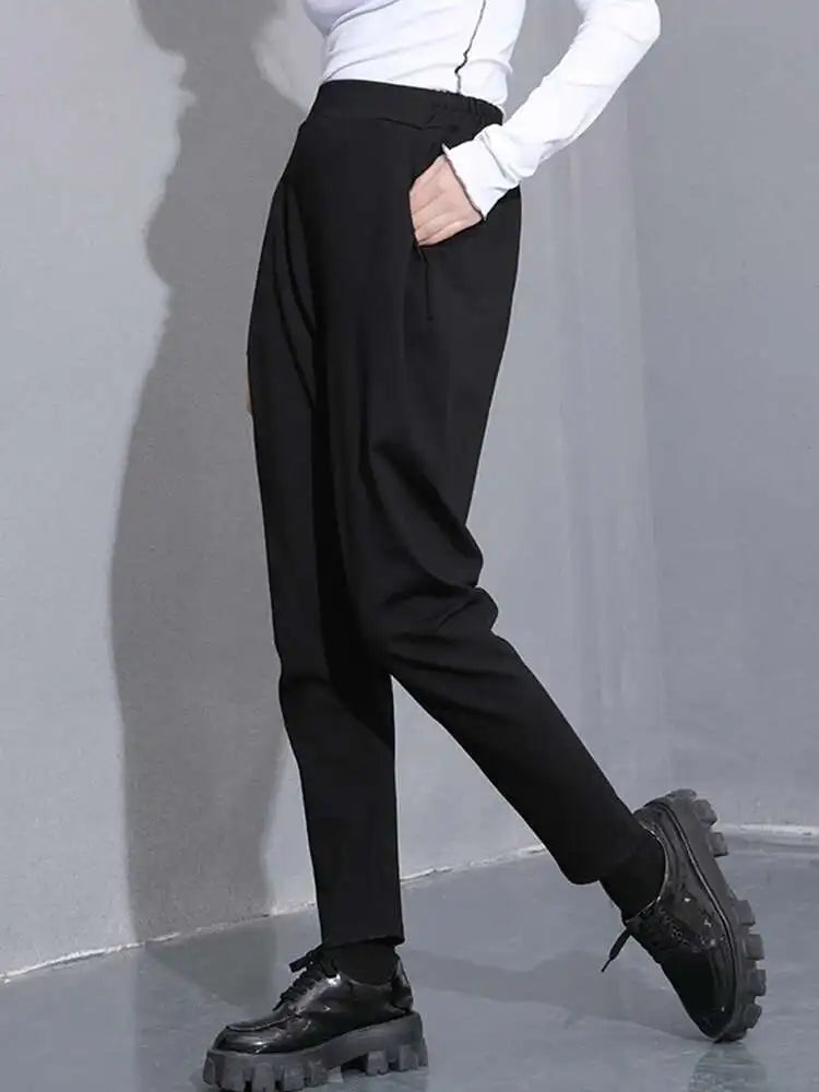 High Elastic Waist Black Casrual Long Harem Trousers New Loose Fit Pants Women Fashion Tide Spring Autumn 2025 1DC41901