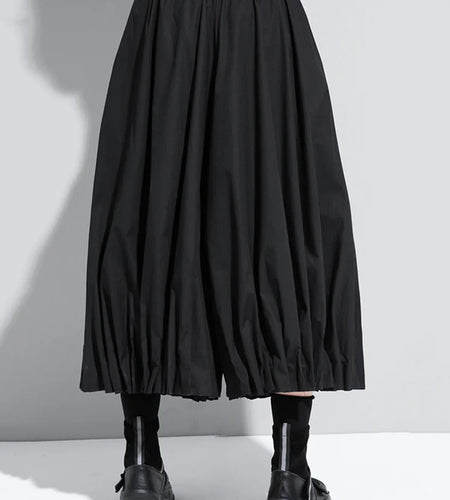 High Elastic Waist Black Pleated Split Wide Leg Trousers New Loose Fit Pants Women Fashion Tide Spring Autumn 2025 1DA618