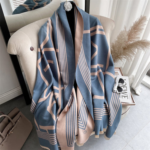 Load image into Gallery viewer, Warm Winter Scarf Cashmere Women Pashmina Design Print Shawls Wrap Female Thick Blanket Soft Bufanda Stoles Fashion
