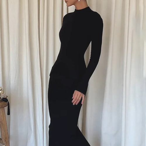Load image into Gallery viewer, Elegant Long Sleeve Elastic Tight Party Evening Dress Women 2025 Autumn/Winter Fashion Vestidos New Slim Female Clothing
