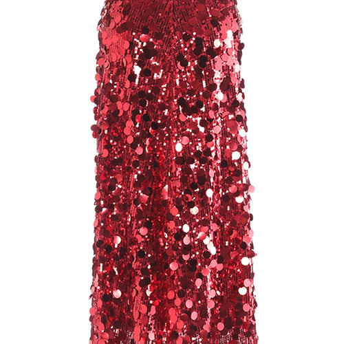 Load image into Gallery viewer, High Elastic Waist Sequins Shining Long Party Elegant Half-body Skirt Women Fashion Tide New Spring Autumn 2025 1DH9227
