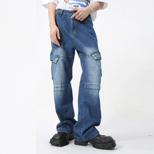 Load image into Gallery viewer, Men&#39;s Jeans Autumn Large Pocket Niche Design High Street Zipper Opening Fashion Casual Versatile Denim Pants C6306
