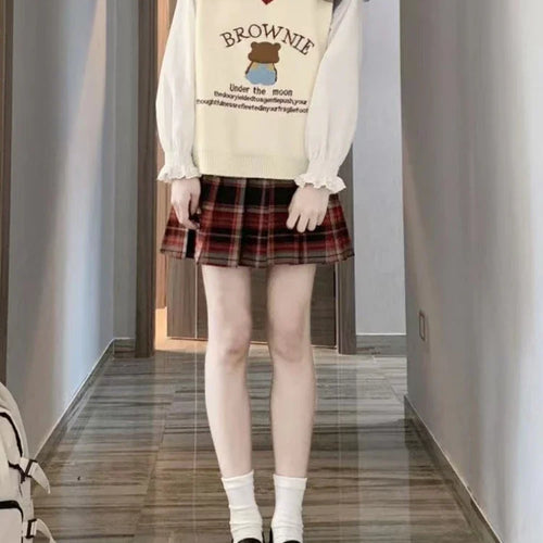 Load image into Gallery viewer, Cartoon Embroidery Sweater Vest Women Kawaii Waistcoat Streetwear Knitted Fashion College All-match Harajuku Y2k Vests Chandails
