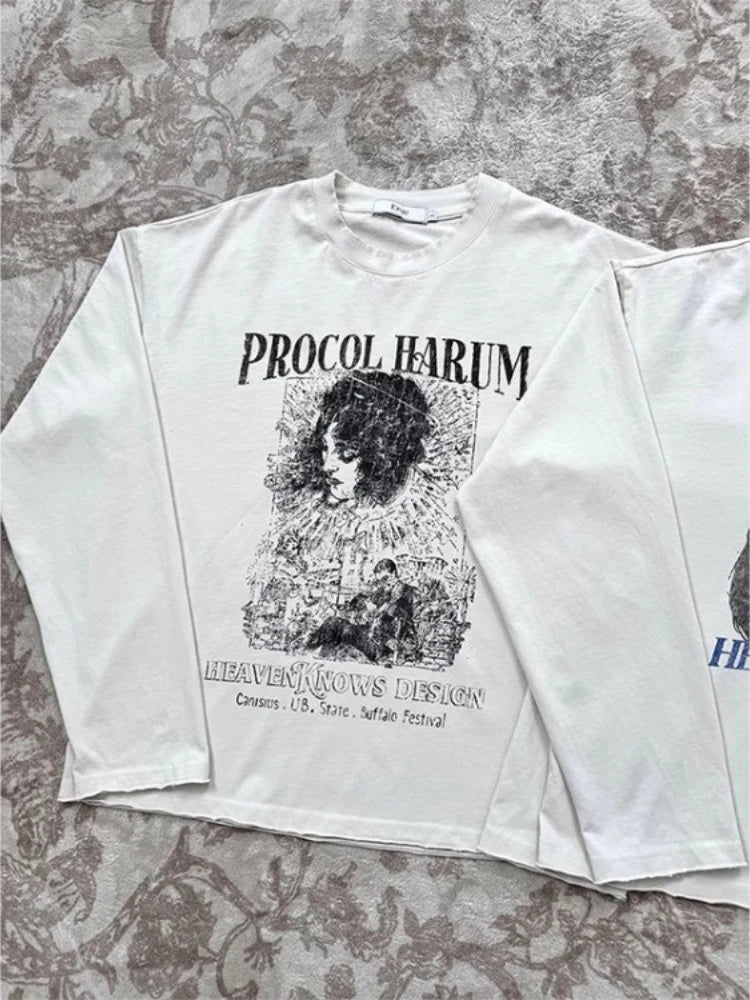 Long Sleeve T-Shirts Vintage Letter Print Japanese Harajuku Women Clothing Y2k Grunge Tops Loose Casual Tees Streetwear Female