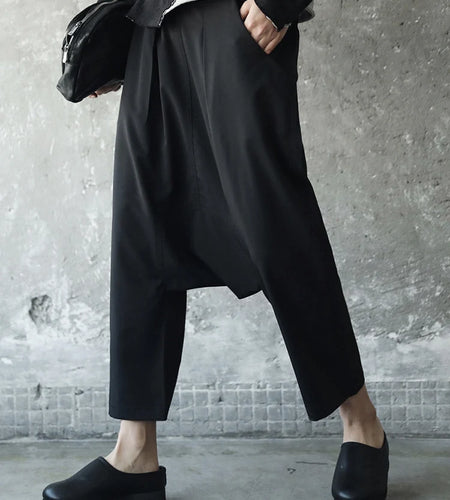 High Elastic Waist Black Knitting Long Cross Pants New Loose Fit Trousers Women Fashion Tide Spring Autumn 2025 JE814