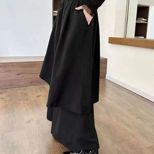 Load image into Gallery viewer, High Elastic Waist Black Irregular Spliced Long Wide Leg Pants New Trousers Women Fashion Tide Spring Autumn 2025 1DH8326
