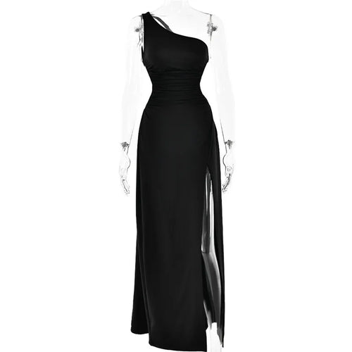 Load image into Gallery viewer, One Shoulder Diagonal Collar Backless Sexy Maxi Dress For Women Robe Fashion Off-shoulder Sleeveless High Split Dress
