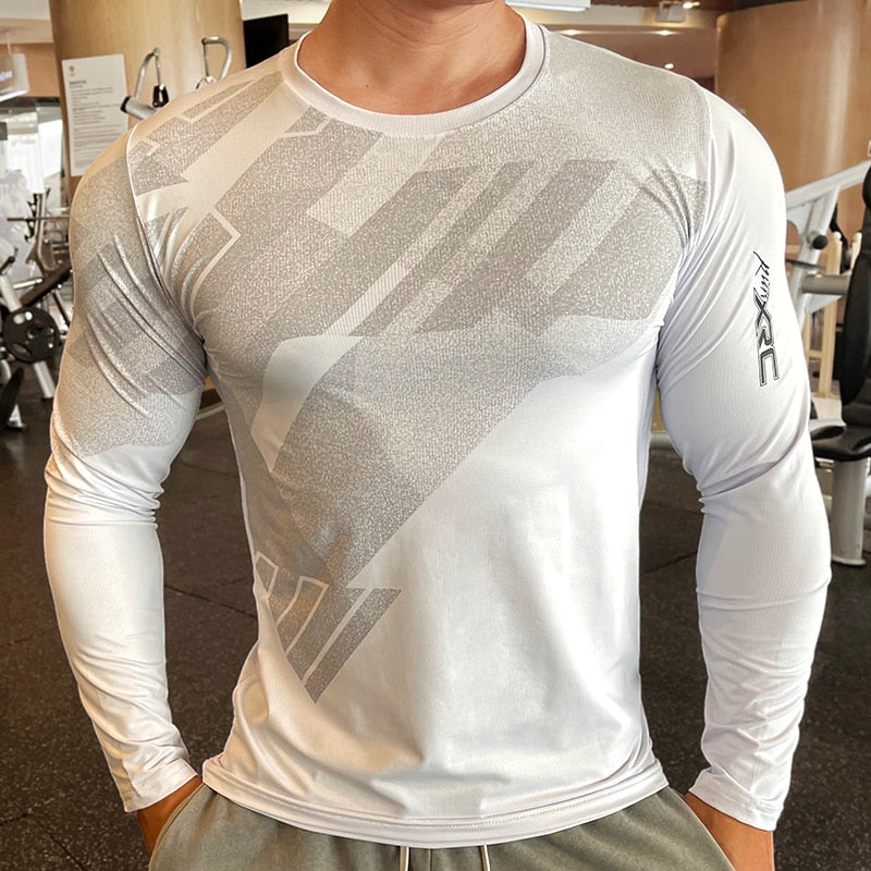 Men Fitness Compression Sport Shirt High Quality Running Long Sleeve Upper Clothing Crew Neck Swearshirt Male Rash Guard Wicking