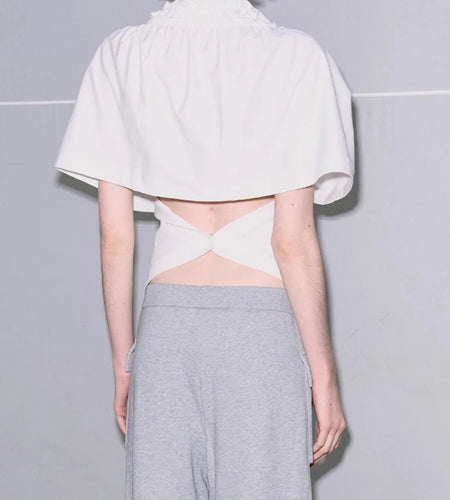 Solid Spliced Appliques Slimming Blouses For Women V Neck Short Sleeve Tunic Temperament Shirt Female Fashion Style