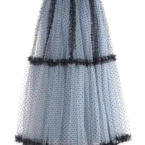 Load image into Gallery viewer, High Elastic Waist Red Dot Mesh Ruffles Elegant A-line Half-body Skirt Women Fashion Tide New Spring Autumn 2025 1DH6335
