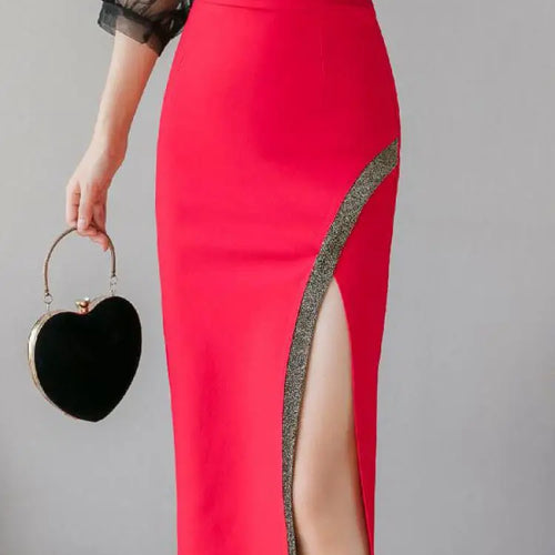 Load image into Gallery viewer, Korean Version Spring Summer Women Patchwork High Waist Midi Skirt Streetwear Popular Sexy Oversized Wrap Hip Split Skirt Trendy
