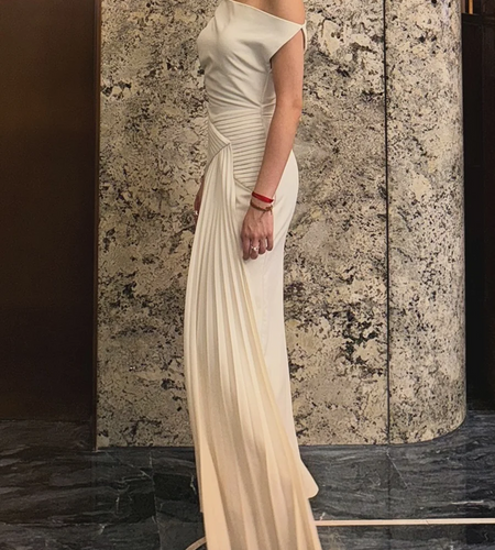 Solid Spliced Folds Slimming Dresses For Women Slash Neck Sleeveless High Waist Temperament Dress Female Fashion