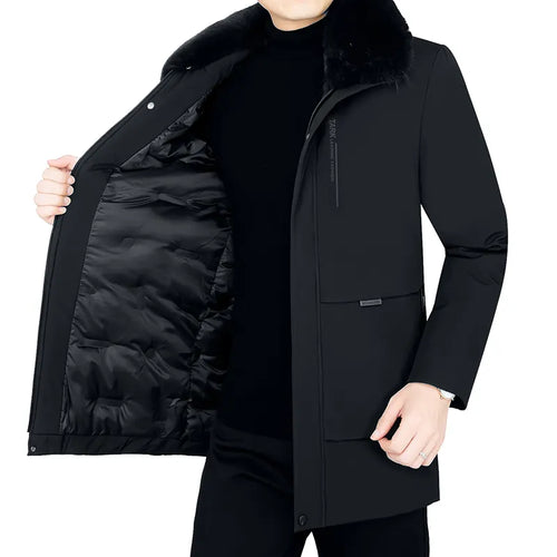 Load image into Gallery viewer, Autumn Work Outwearing Long Parka Men Winter Parka Fleece Lined Thick Warm Fur Collar Coat Male Size 5XL Plush Jacket

