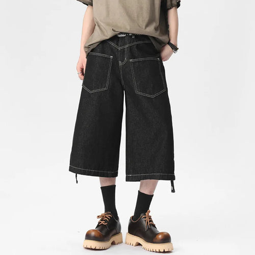 Load image into Gallery viewer, Men&#39;s Denim Shorts New Summer Straight Leg Design Buckle Two Wear American Handsome Solid Color Male Clothing 9W1536
