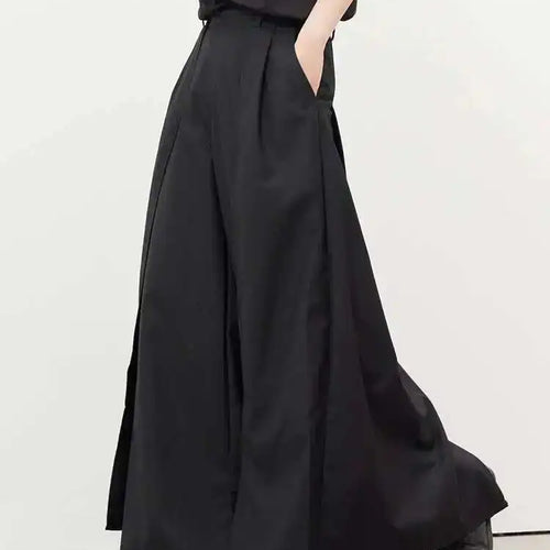 Load image into Gallery viewer, Women Black Pleated Long Elegant Wide Leg Pants High Waist New Loose Fit Trousers Fashion Tide Spring Autumn 2025 1DF9092
