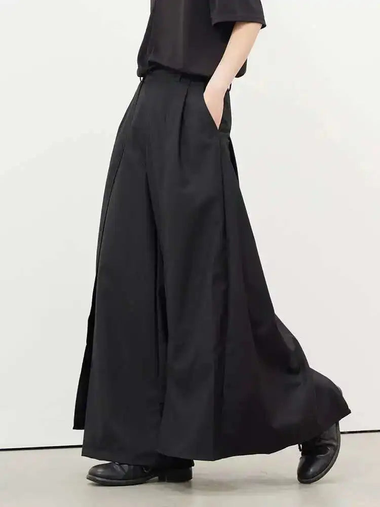 Women Black Pleated Long Elegant Wide Leg Pants High Waist New Loose Fit Trousers Fashion Tide Spring Autumn 2025 1DF9092