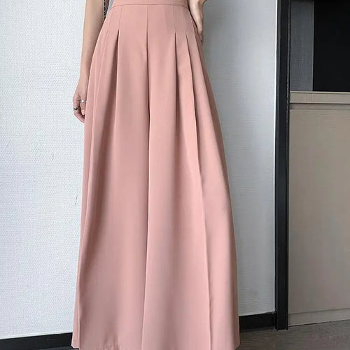 Load image into Gallery viewer, Spring Summer New Korean Women Pink Black Holiday Pleated Trousers Brown High Waist Wide Leg Long Pant Casual Streetwear 

