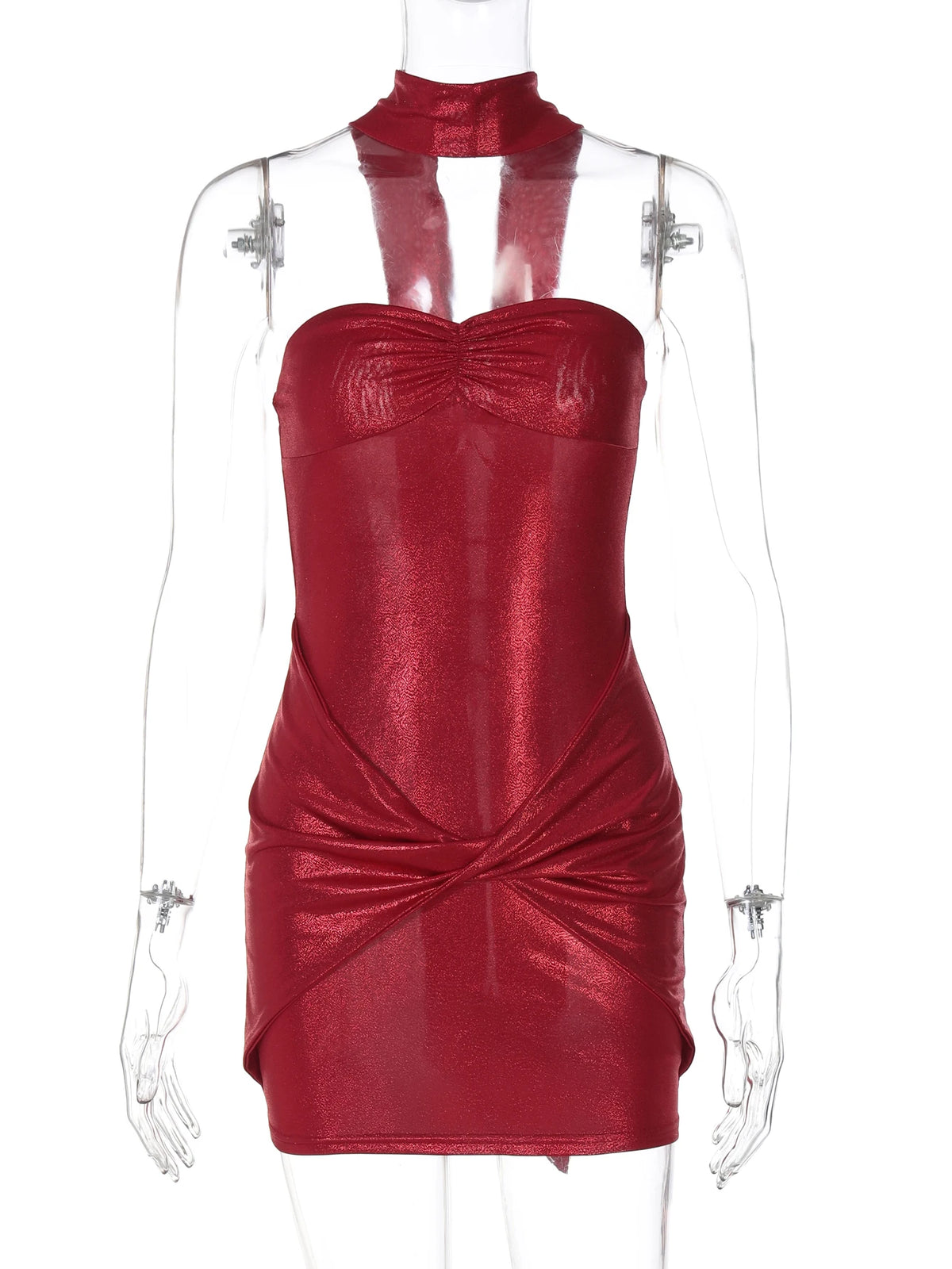 Solid Strapless With Scarf Ruched Draped Sexy Elegant Slim Mini Prom Dress Spring Women Clothes Evening Party Festival