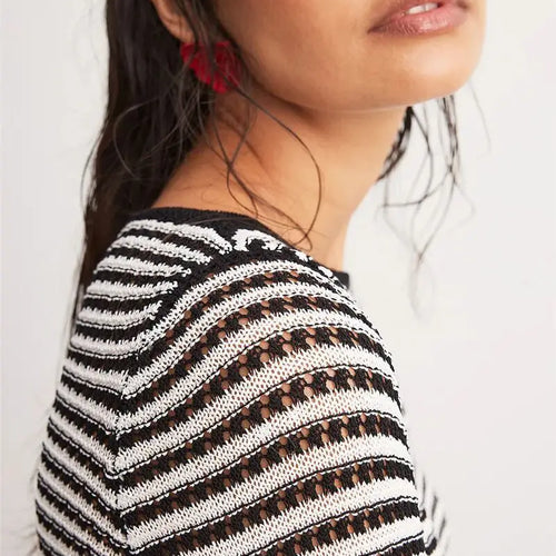 Load image into Gallery viewer, Striped Knit Mini Dress For Women Autumn Winter New O Neck Long Sleeve Contrast Color High Waist Beach Sexy Dress New
