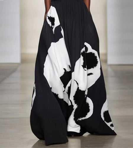 Summer Tube Top Maxi Dresses for Woman New Party Evening African Black Printed Vintage Loose Sexy Long Dress Female