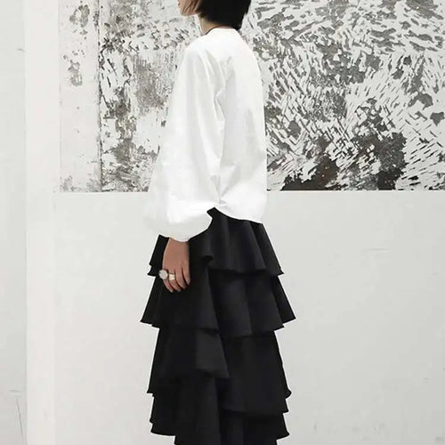 Load image into Gallery viewer, Women White Elegant Blouse New Stand Collar Long Lantern Sleeve Loose Fit Shirt Fashion Tide Spring Autumn 2025 JI516
