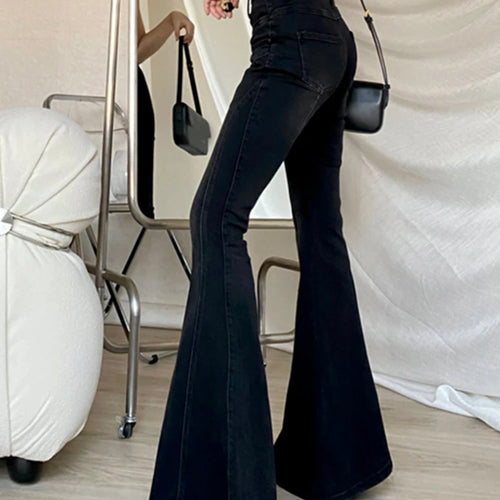 Load image into Gallery viewer, Vintage Casual Flare Jeans High Waist Full Length Patchwork Folds Slimming Temperament Pant Female Fashion Clothing
