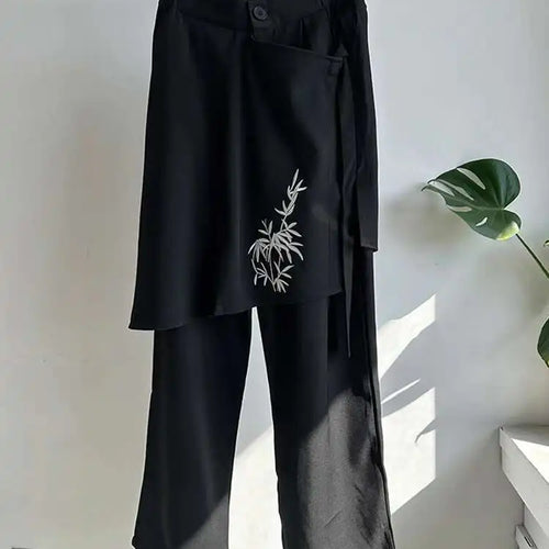 Load image into Gallery viewer, High Elastic Waist Black Embroidery Irregular Pants New Loose Fit Trousers Women Fashion Tide Spring Autumn 2025 1DH5173
