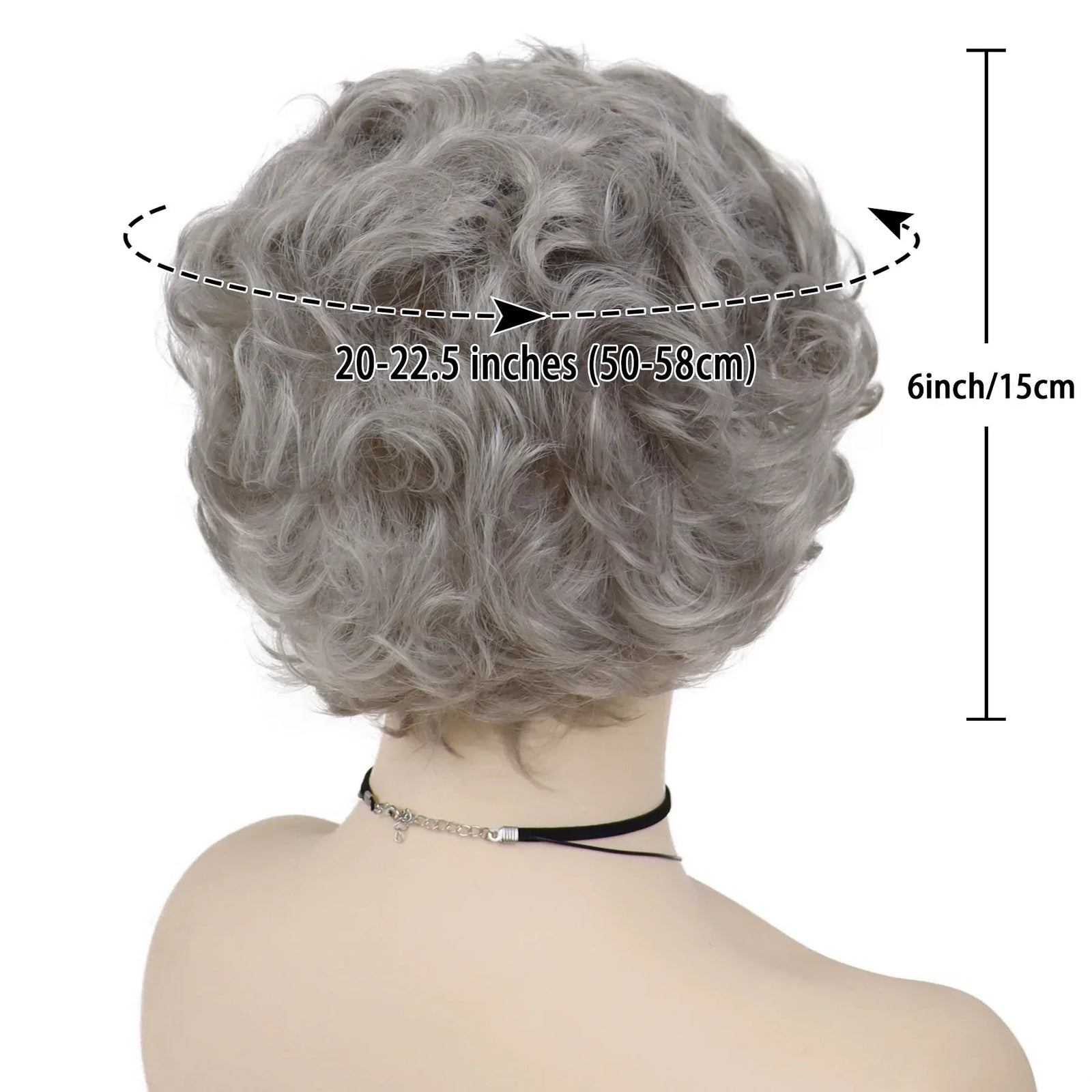 Old Lady Synthetic Granny Wigs for Women Silver Gray Wig with Bangs Natural Hairstyle Curly Short Haircuts for Mother Mommy Wigs