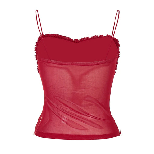 Load image into Gallery viewer, Spaghetti Strap Mesh Pleated Sexy Crop Tops Women Red Strapless Sleeveless Backless Skinny Club Tank Tops Clubwear
