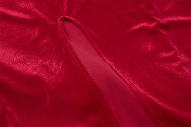 Velvet Long Sleeve Sexy Maxi Dress For Women Elegant V Neck Back Slit Bodycon Sexy Club Party Dress Clubwear Dresses